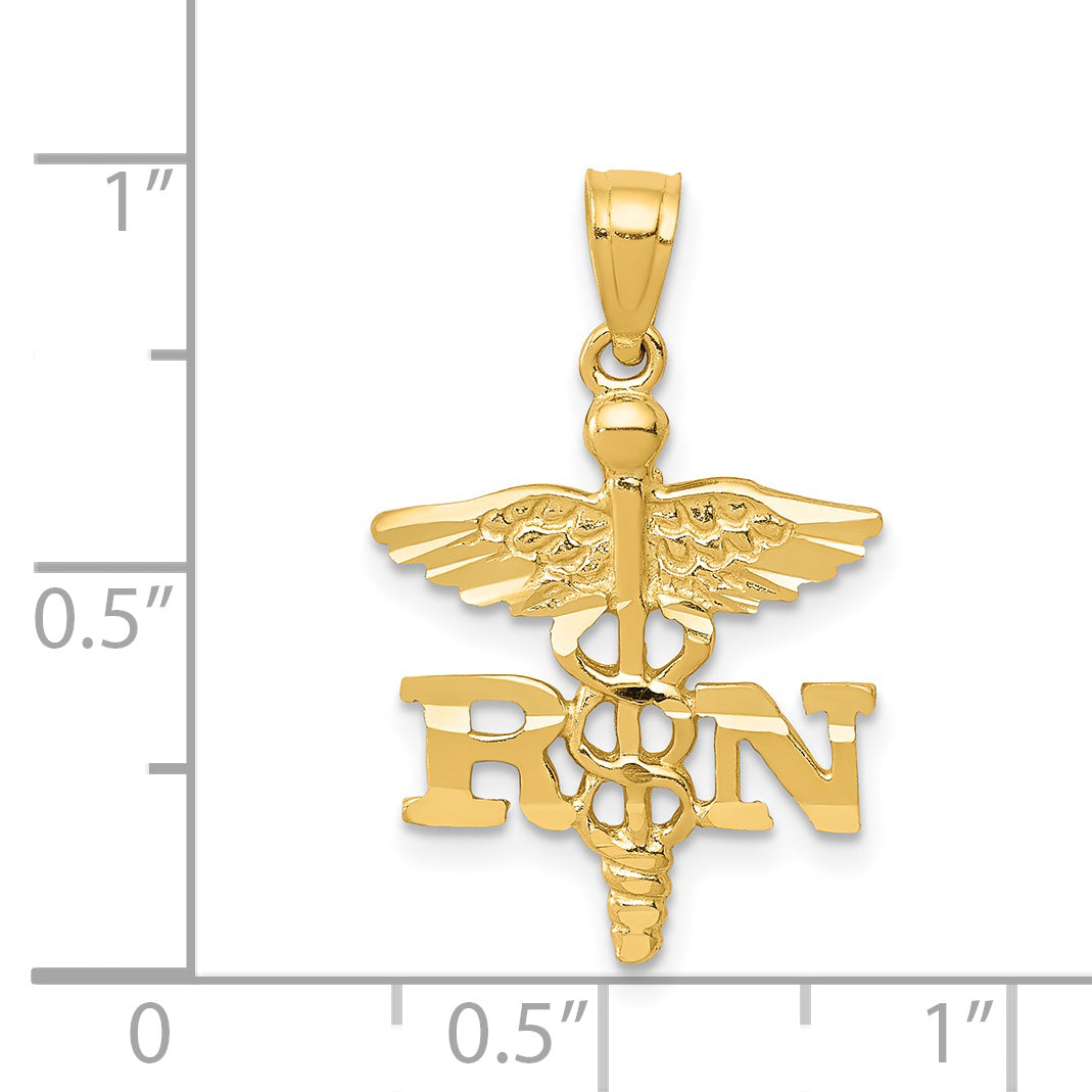 14k Diamond-cut RN Pendant