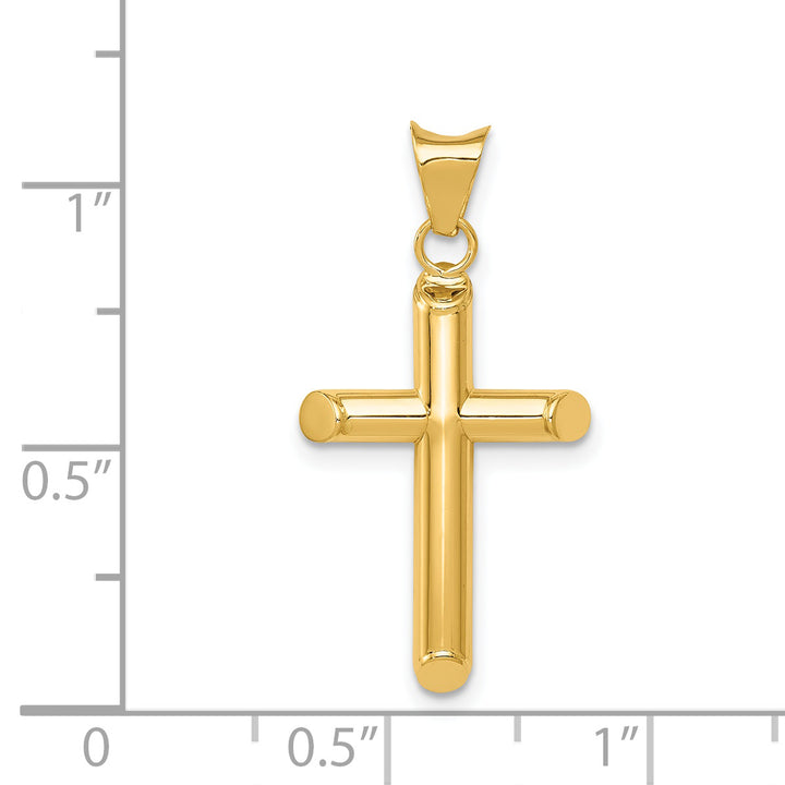 14k Polished Tube Cross Pendant