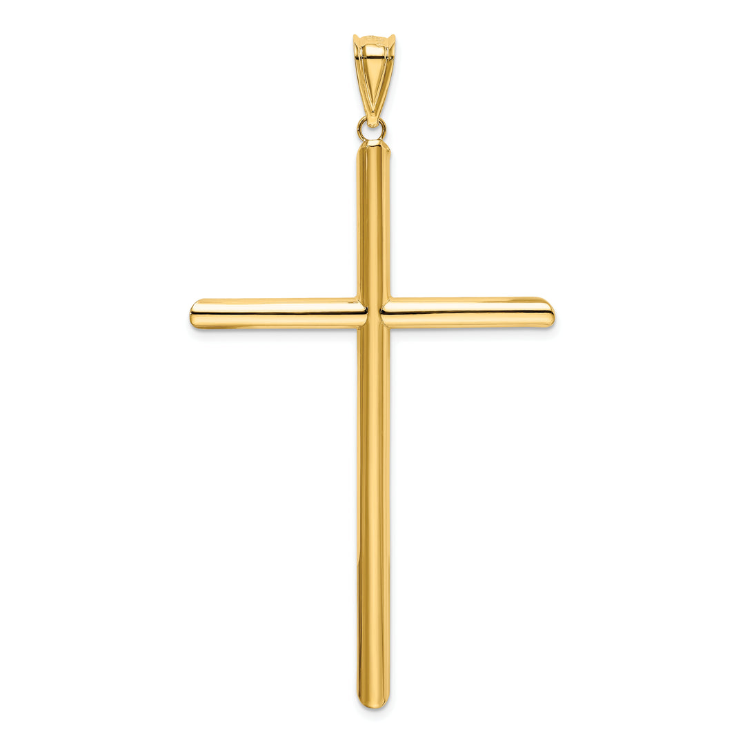 14k Polished Tube Cross Pendant