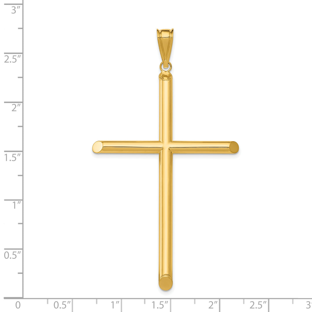14k Polished Tube Cross Pendant