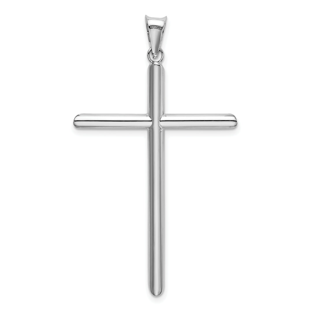 14k White Gold Polished Tube Cross Pendant