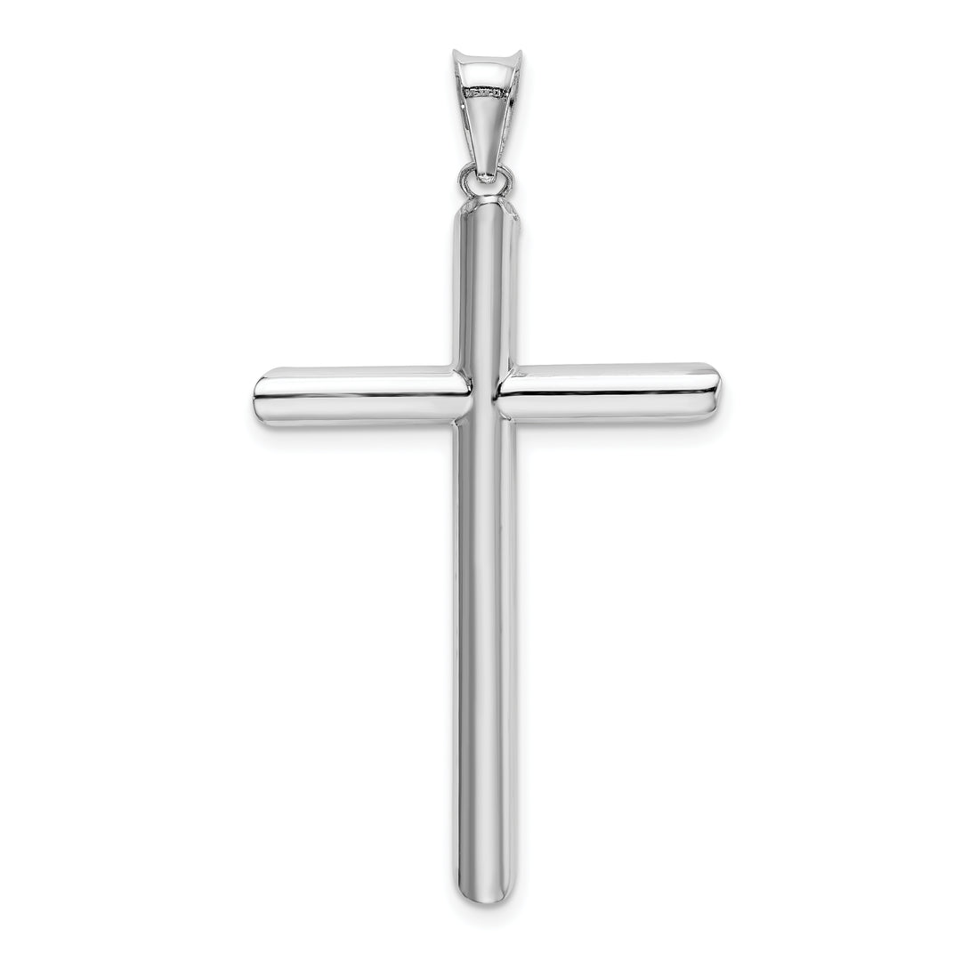 14k White Gold Polished Tube Cross Pendant