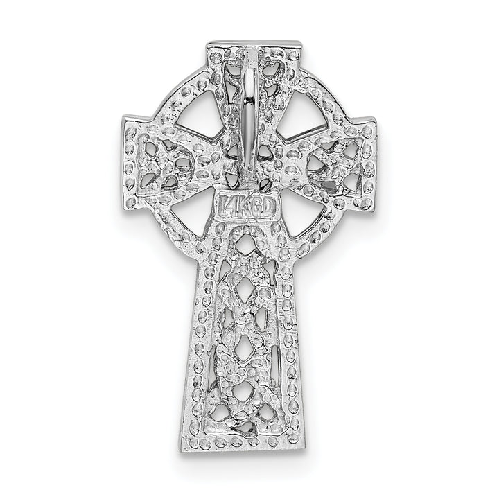 14k White Gold Polished Celtic Cross Slide