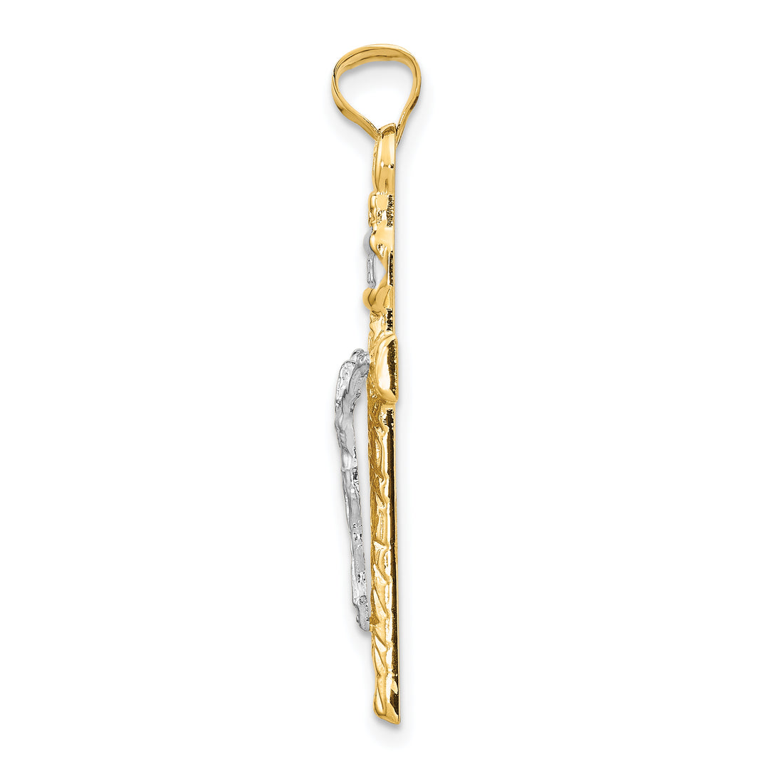 14k Two-Tone and Rhodium INRI Crucifix Pendant