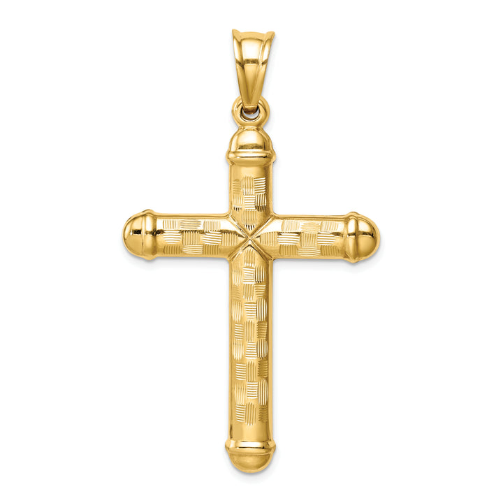 14k Hollow Diamond-cut Cross Pendant