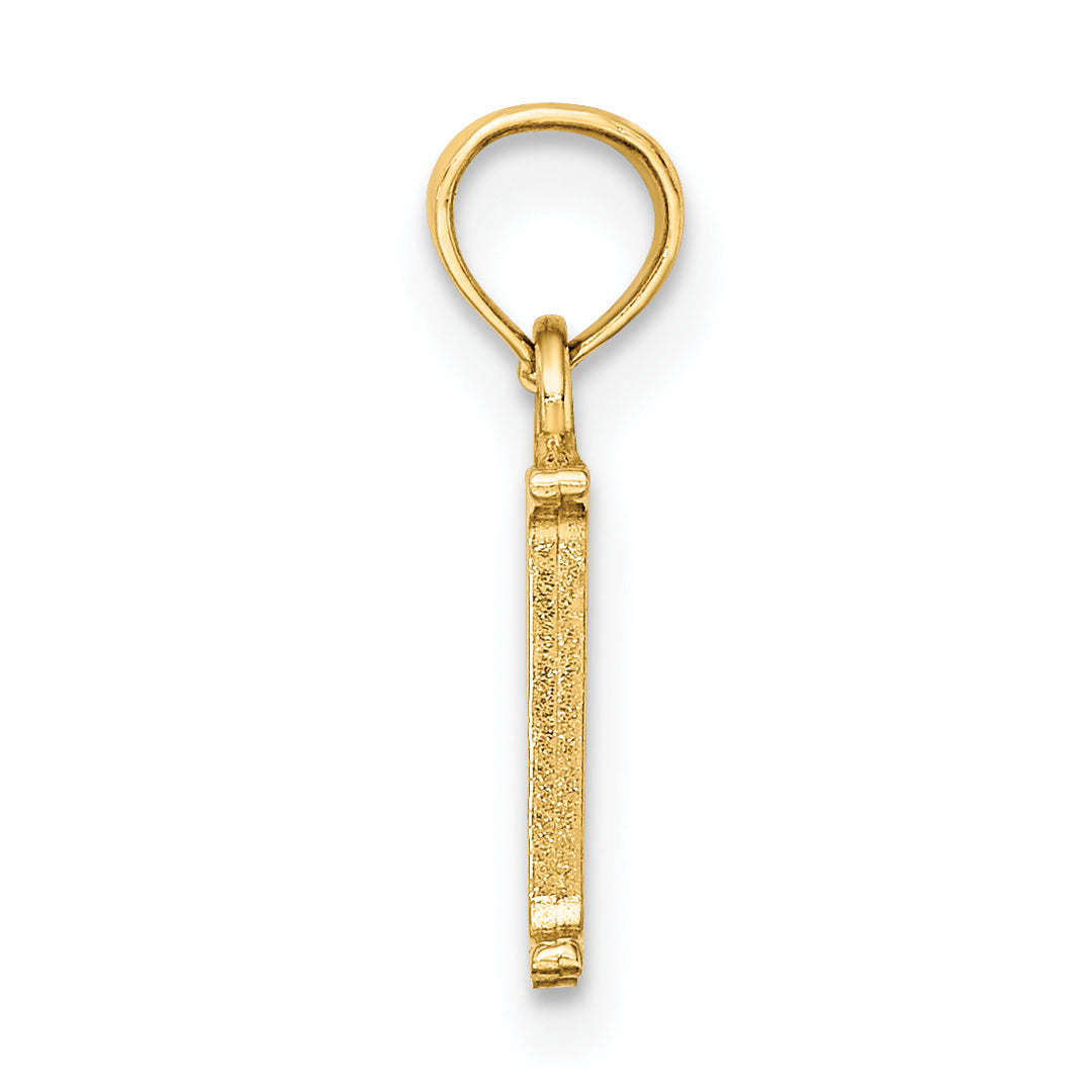 14K Polished Block Letter M Initial Pendant