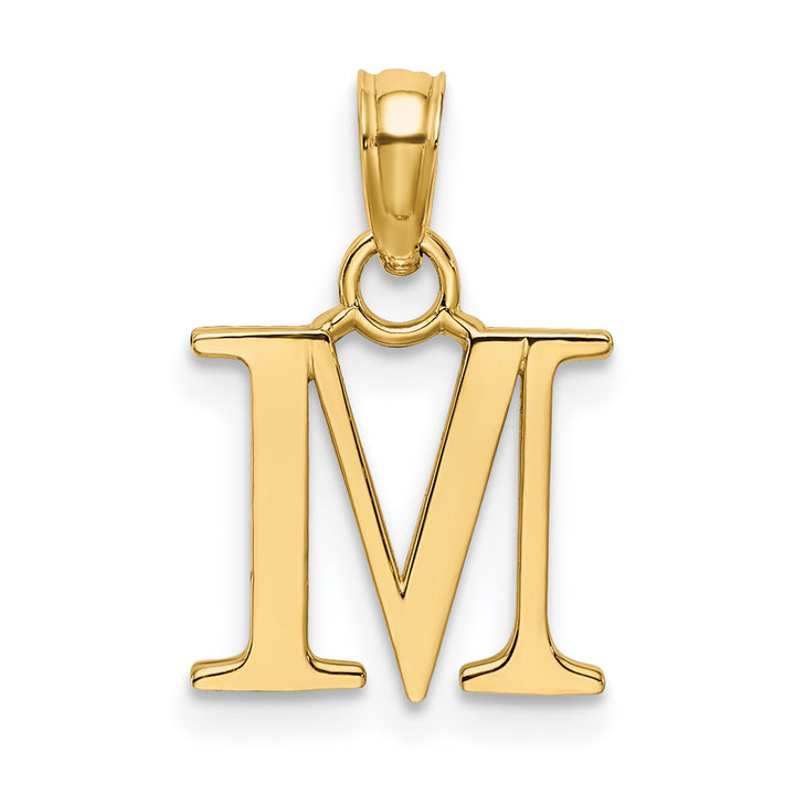 14K Polished Block Letter M Initial Pendant