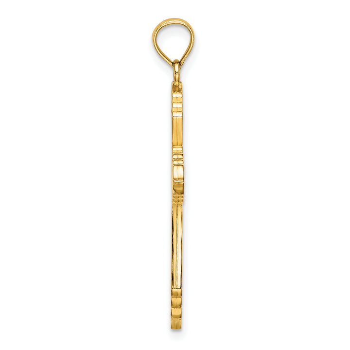 14K 3-D W/ Pink and White Enamel Cross Charm