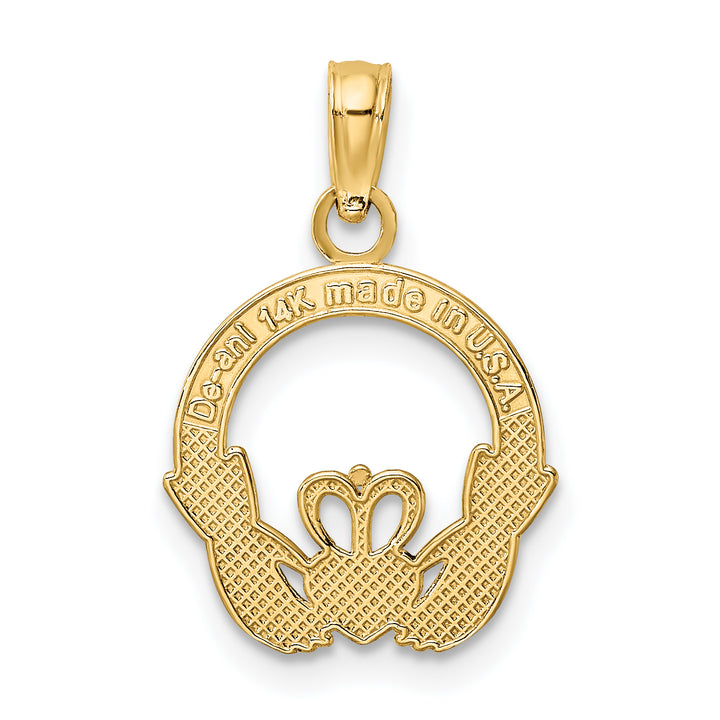 14K Polished Round Claddagh Charm