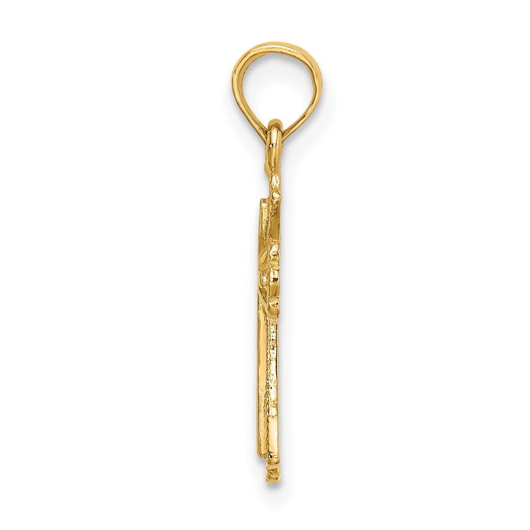 14K Engraved Small Cross w/ X  Center Charm