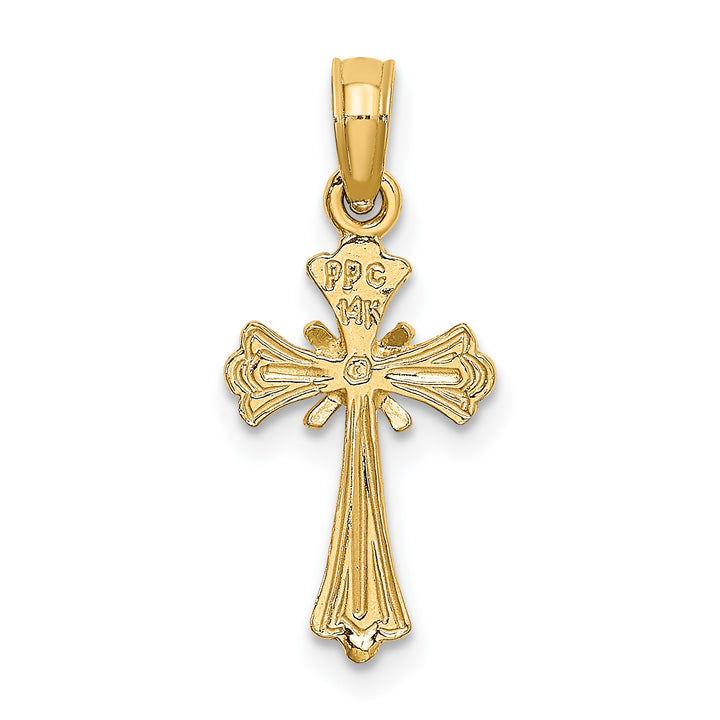 14K Engraved Small Cross w/ X  Center Charm