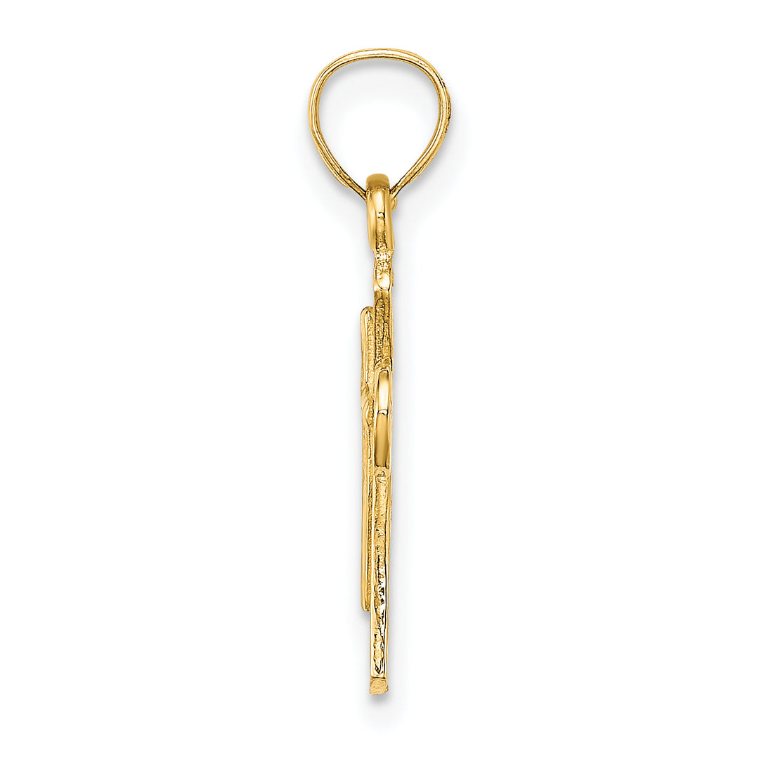 14K Solid Textured Cross Charm