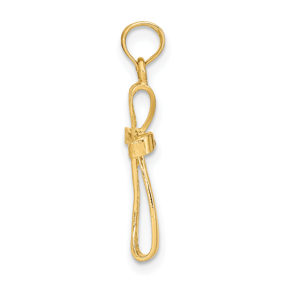 14K 3-D Engraved Polished Twisted Cross Charm