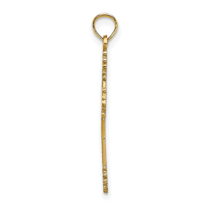 14K Beaded Tip Cross w/ Heart Center Charm