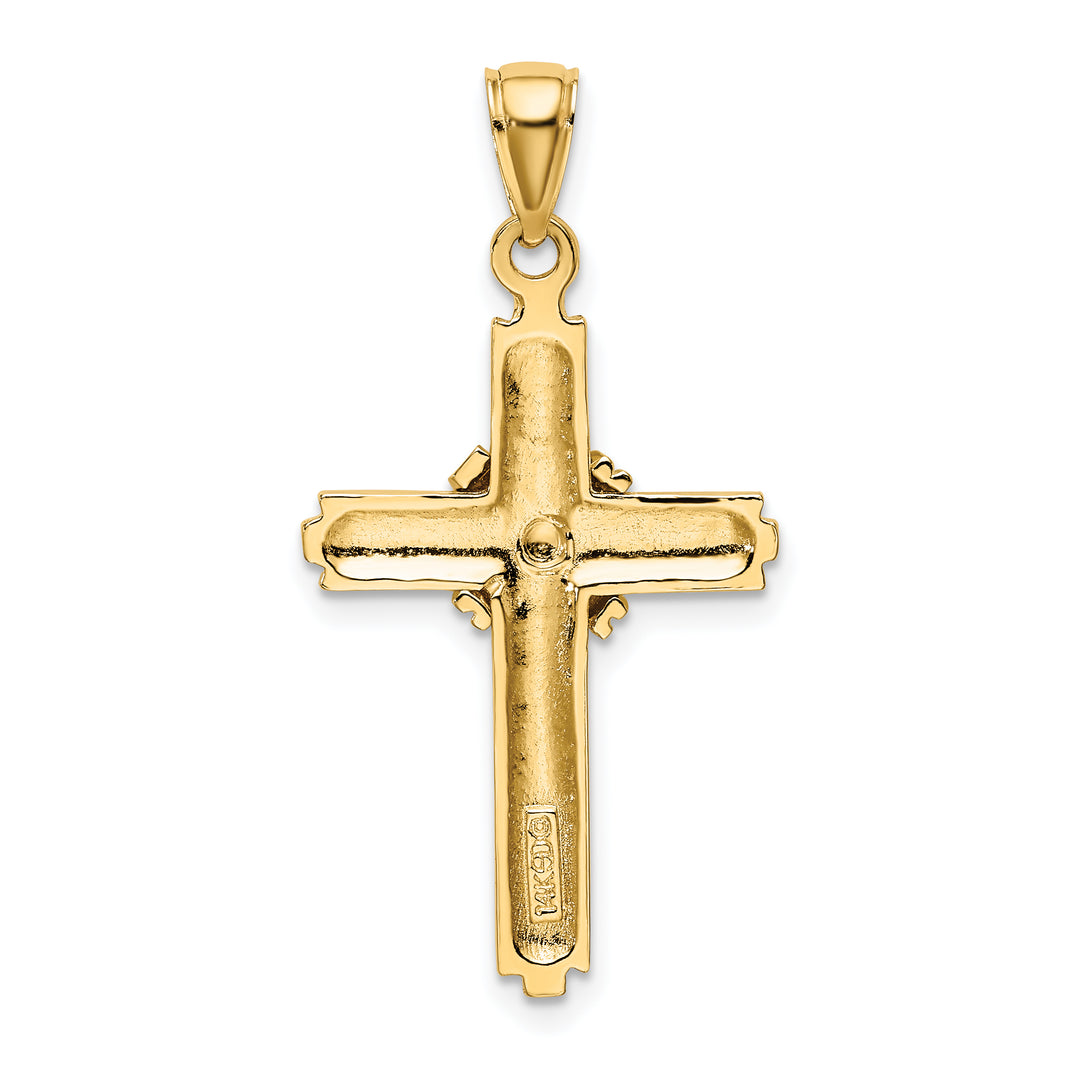 14K Beaded Center Design Cross Charm