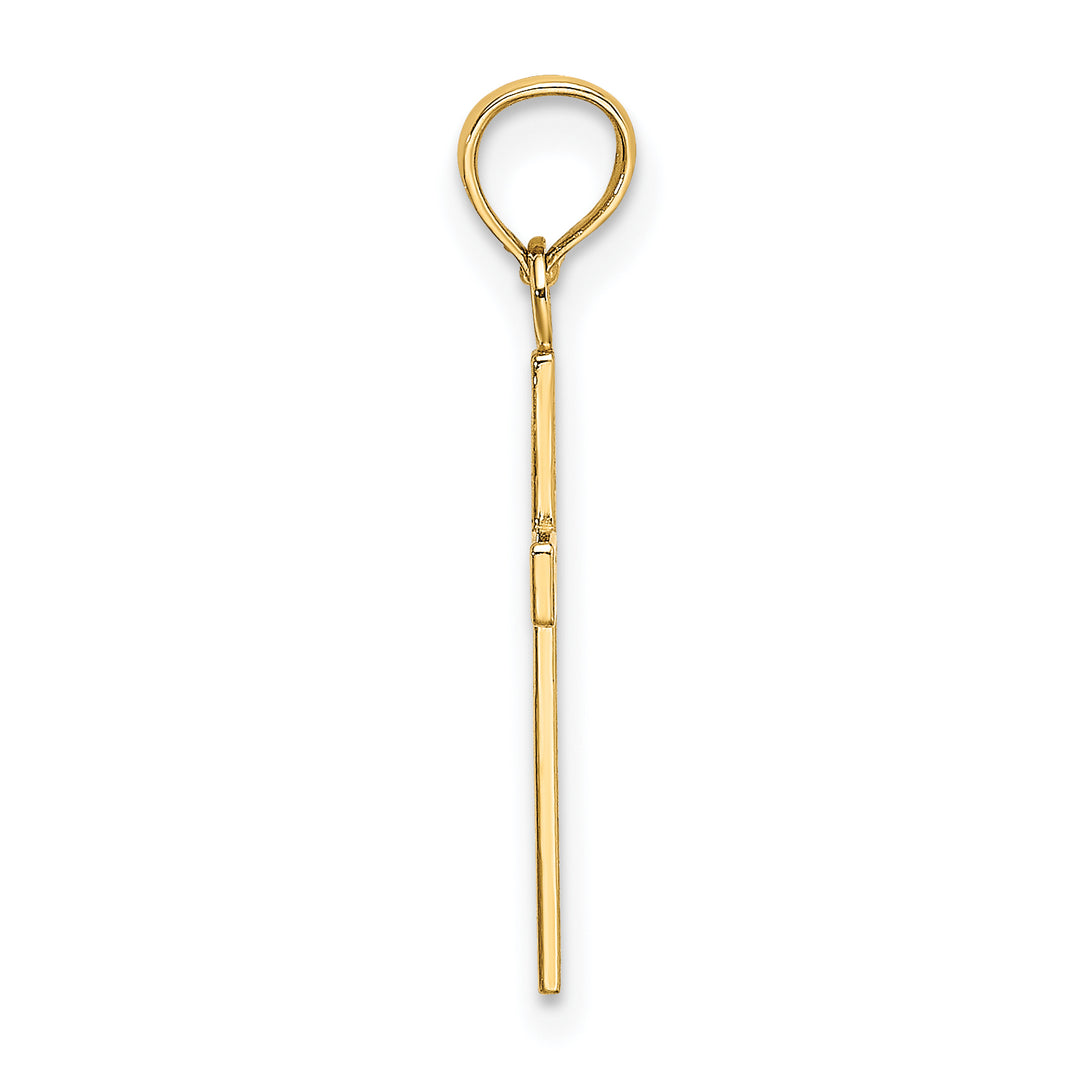 14K Textured Center Block Cross Charm