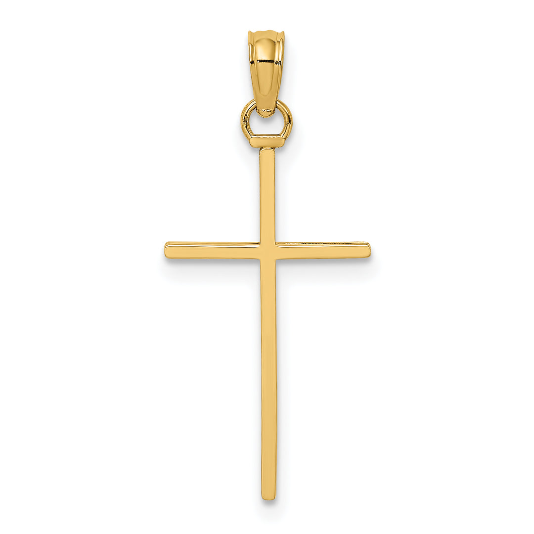 14K 3-D and Polished Stick Cross Charm