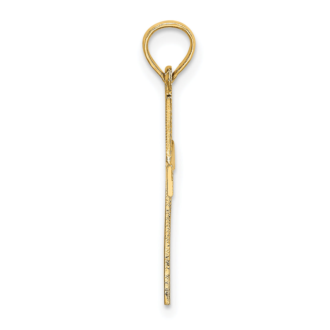 14K Engraved Cross W/Flared Tips Charm