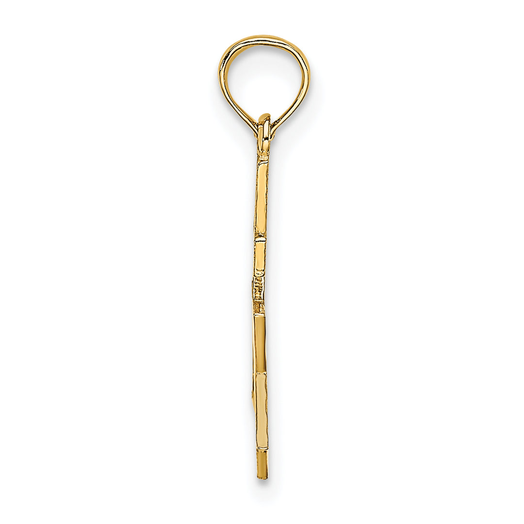 14K Polished / Engraved Star Of David and Cross Charm
