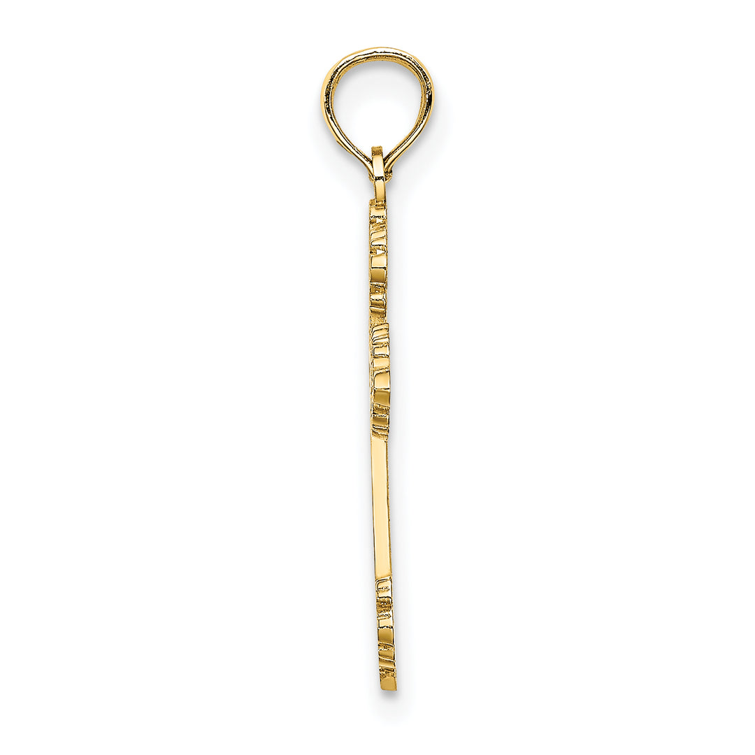 14K Polished and Textured Fancy Cross Charm