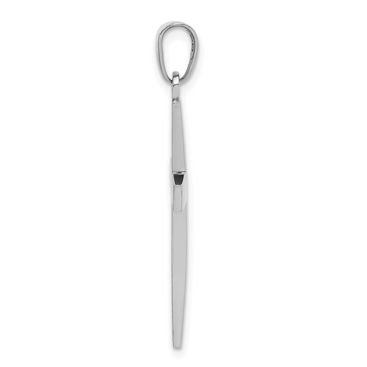 14K White Gold Polished Beveled Cross Charm