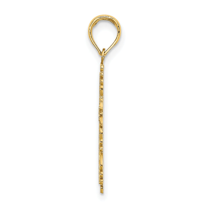 14K Textured w/ Lace Trim Cross Charm