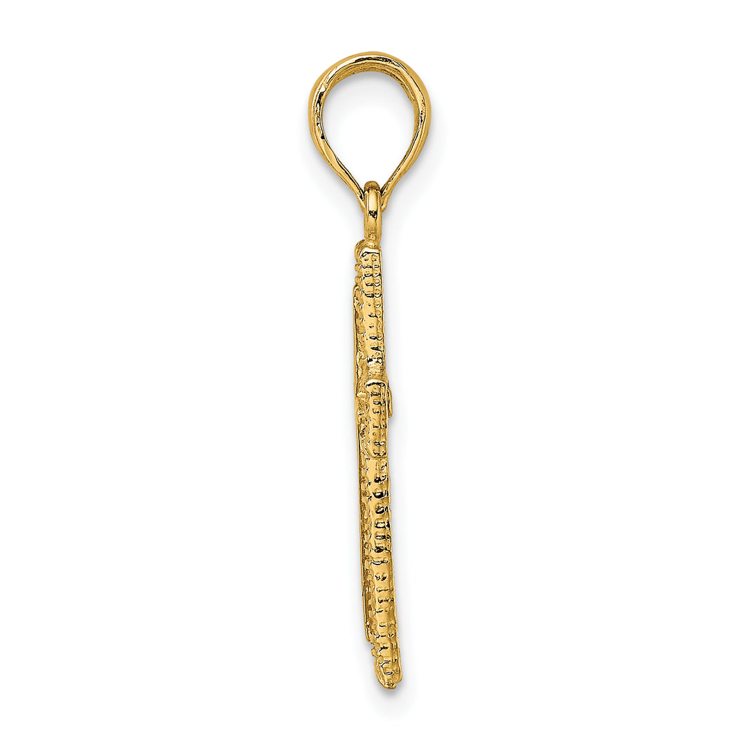 14K Cross w/ Textured Border Design Charm