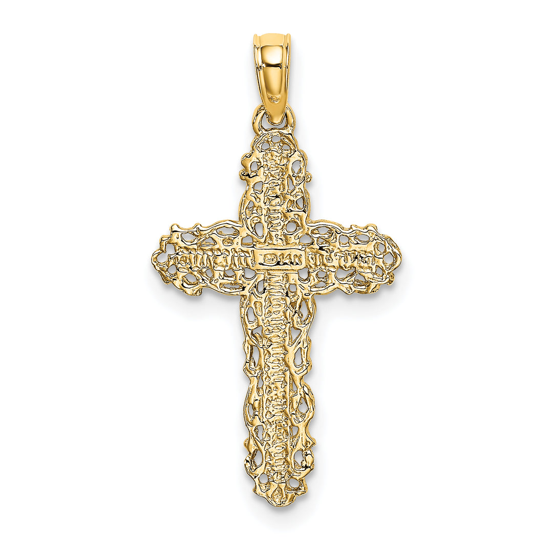 14K Cross w/ Filigree Lace Trim Charm