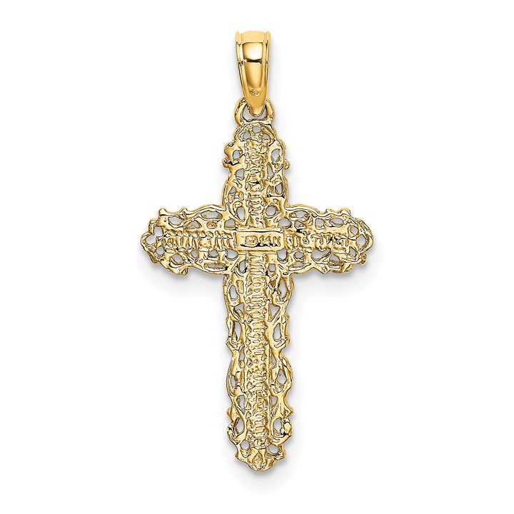 14K Cross w/ Filigree Lace Trim Charm