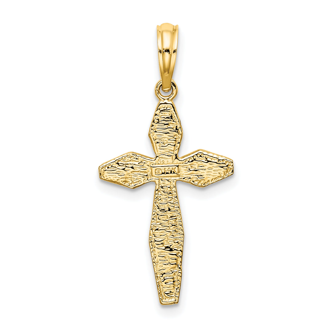 14K Polished and Textured Cross Charm