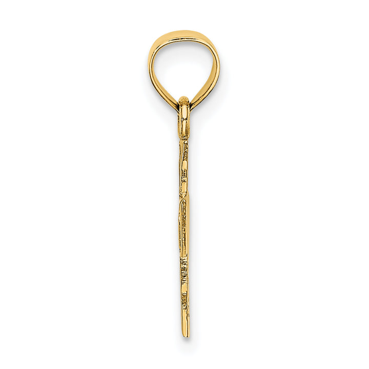 14K Polished and Textured Cross Charm