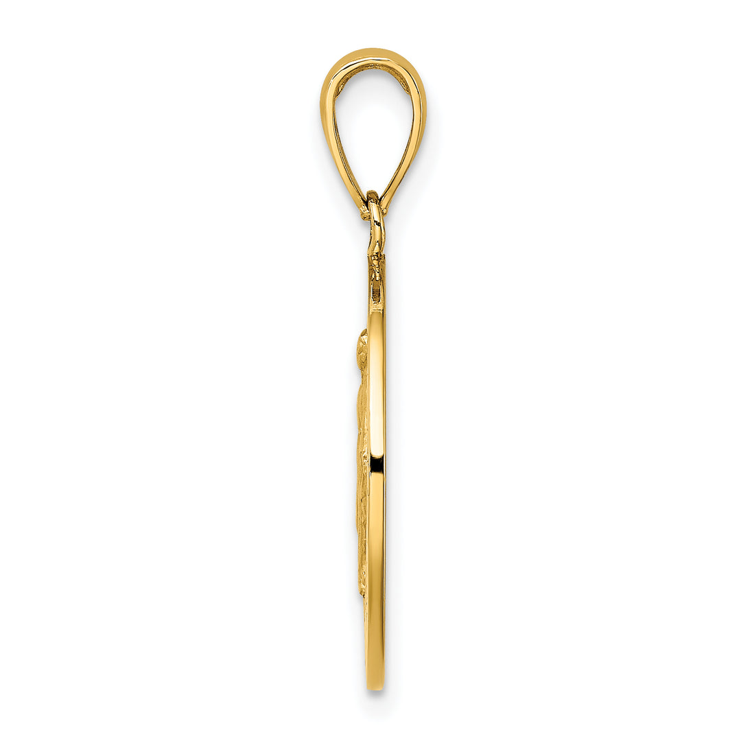 14K Polished and Satin Miraculous Medal Charm
