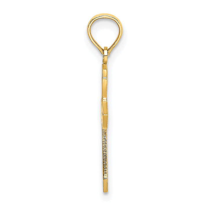 14K Cut-Out and Flat Cross W/ Flower Charm