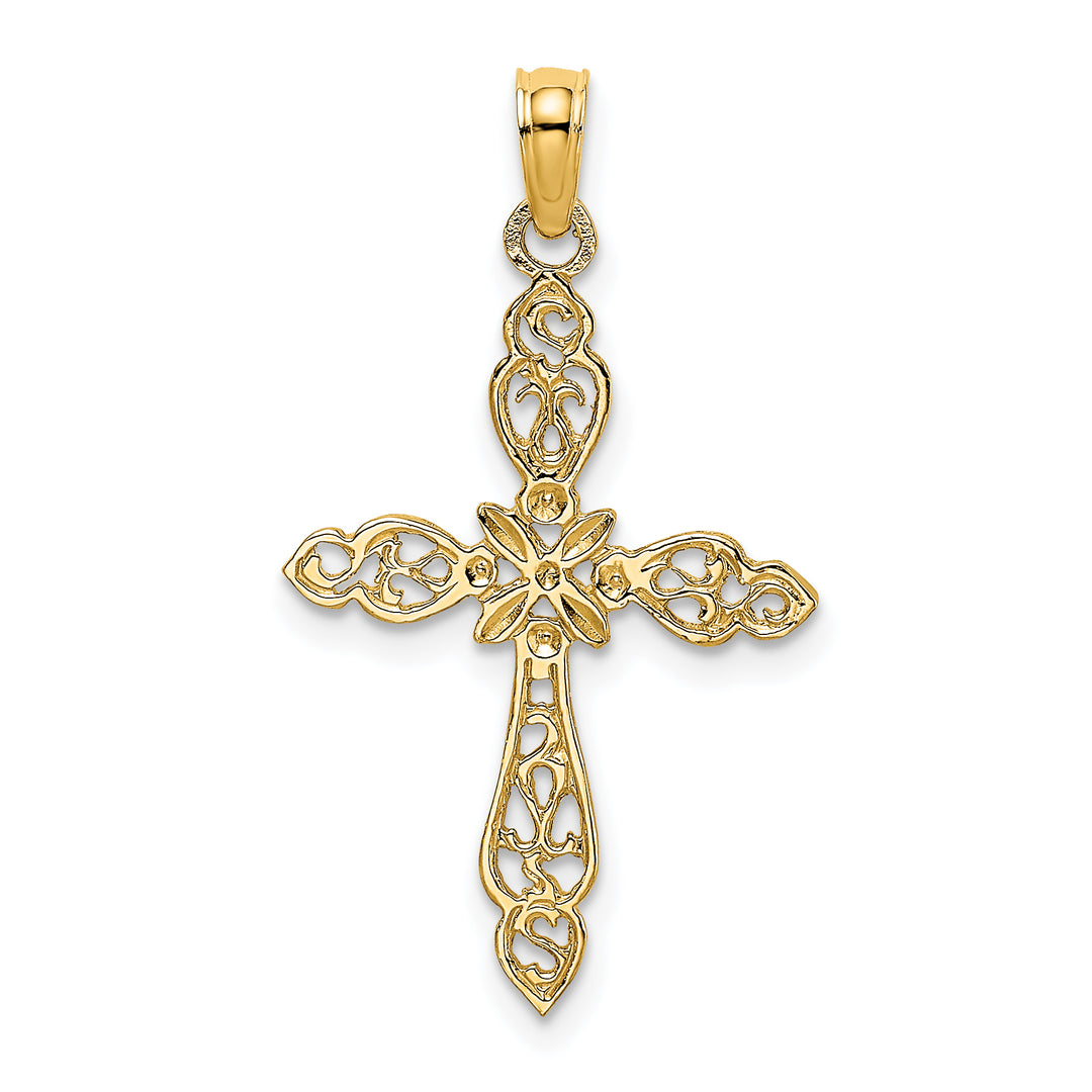 14K Polished and Cut-Out Cross Charm