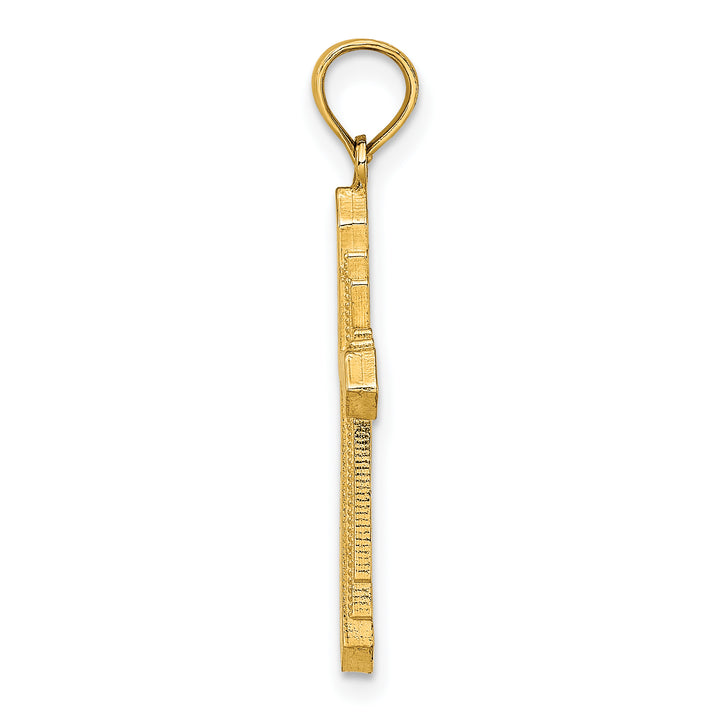 14K Solid Beaded Cross Charm