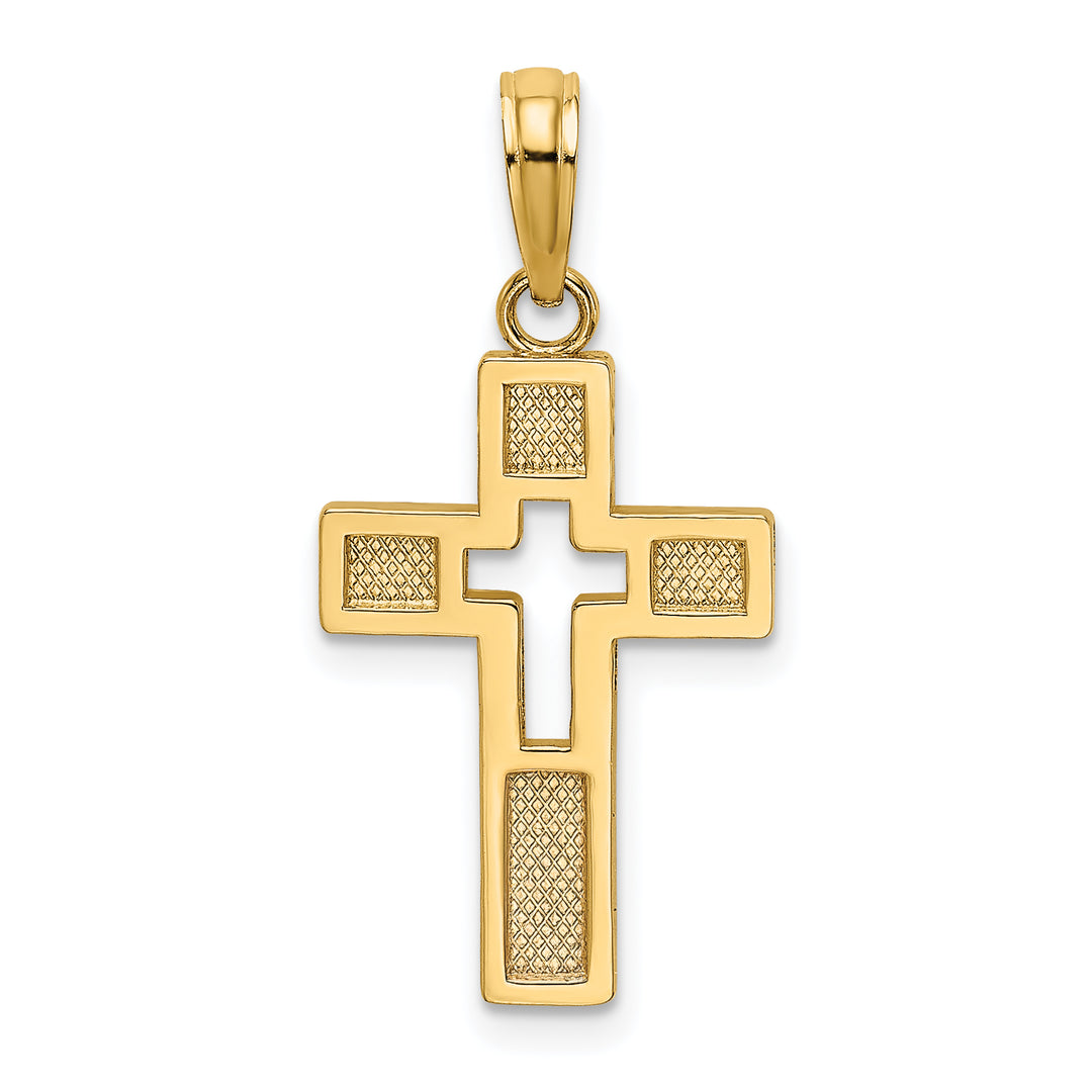14K Polished Cut-Out Cross Charm