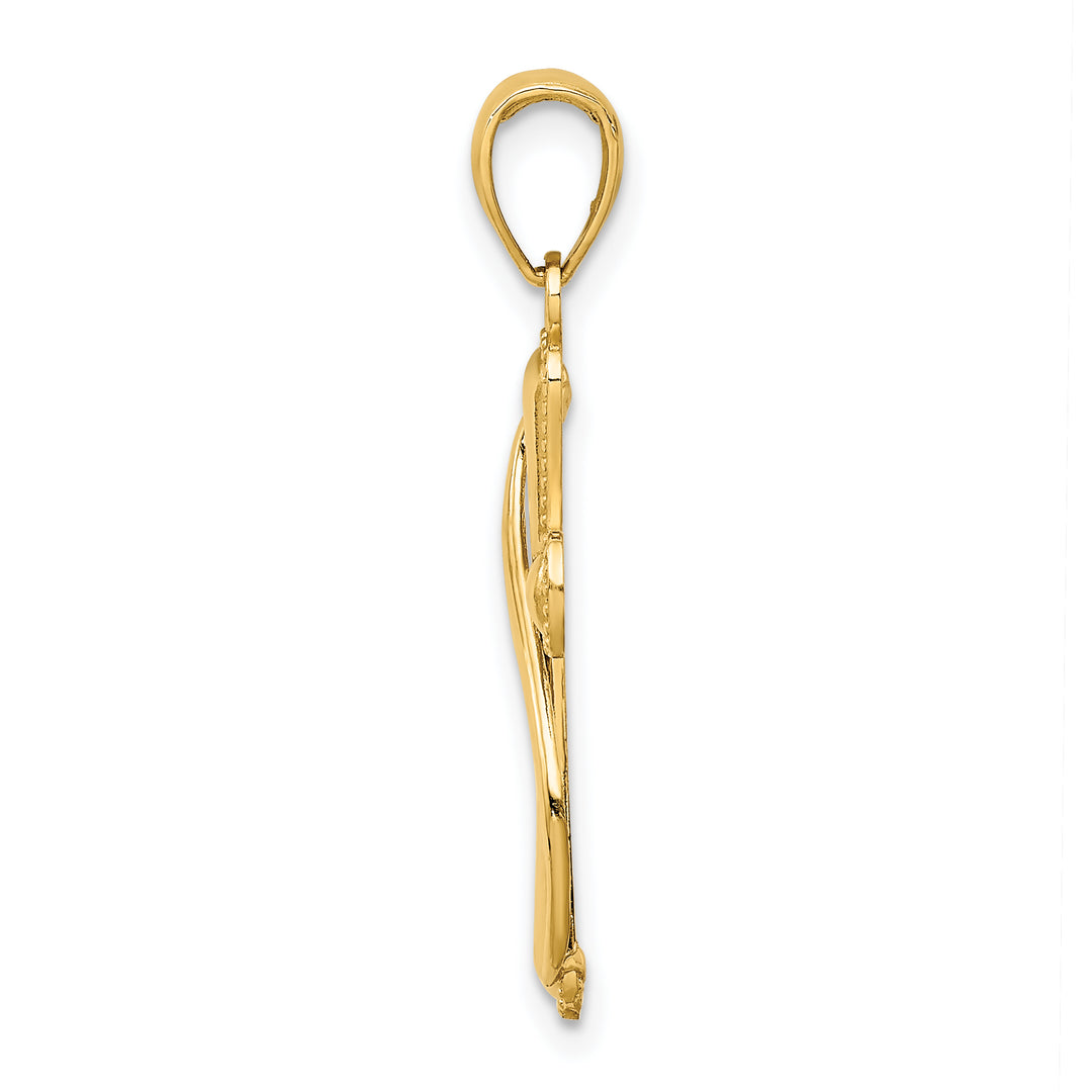 14K Cross With Drape Charm