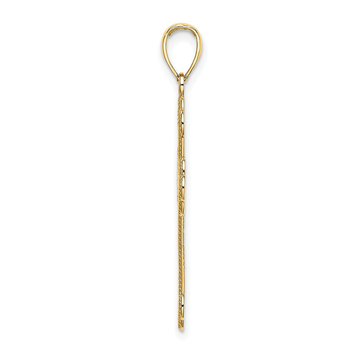 14K Textured and Beaded Edge Cross Charm