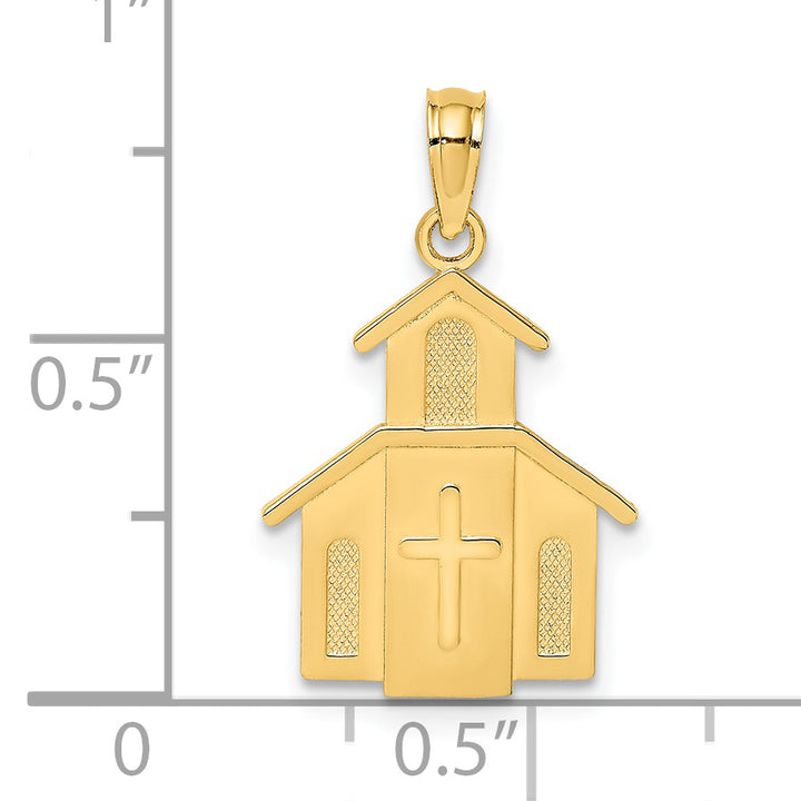 14K Church w/ Cross On Door Charm