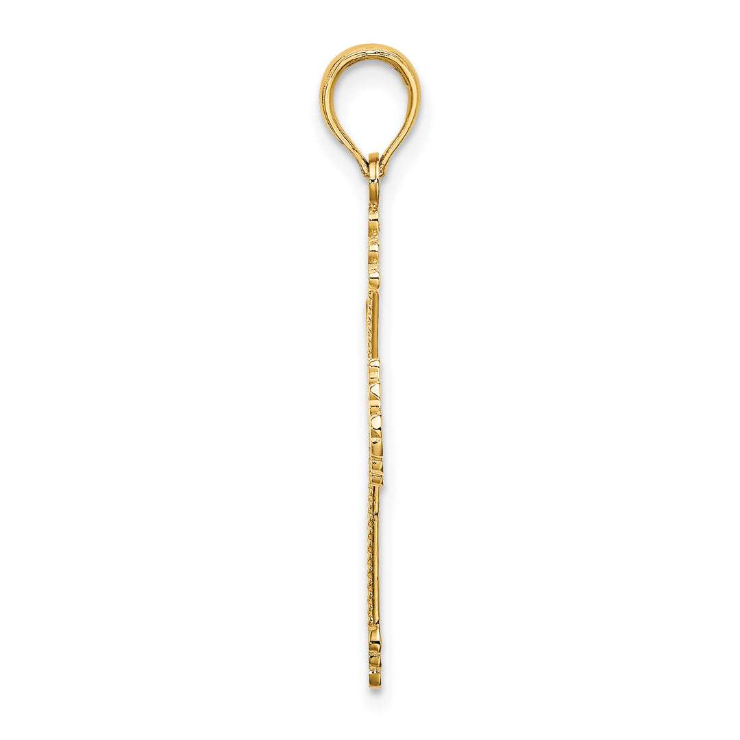14K Cross w/ Heart Center Charm