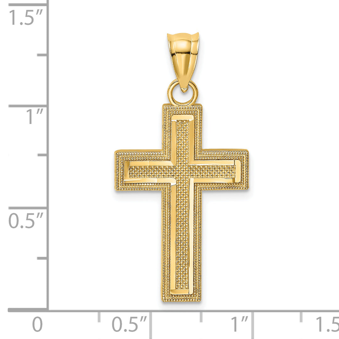 14K Block Cross Charm