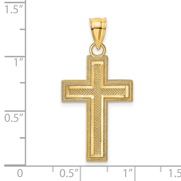 14K Block Cross Charm