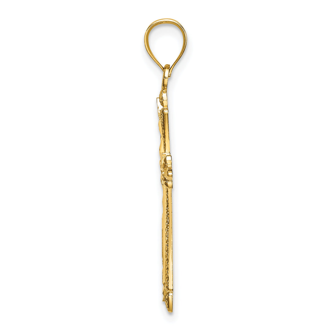 14K D/C Cross w/ Fancy Edges Charm