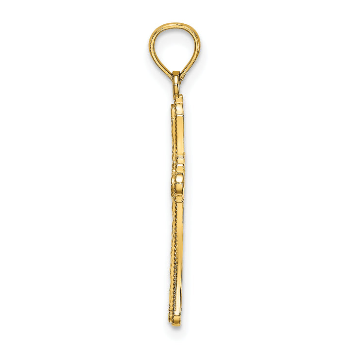14K D/C Striped Cross Charm