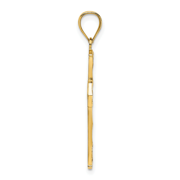 14K Beaded Cross Charm