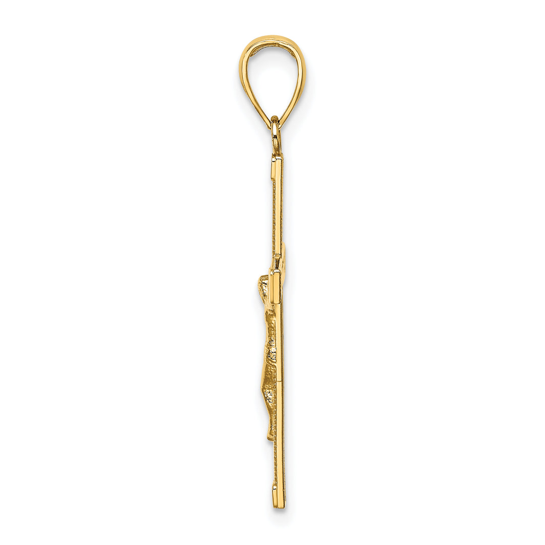 14K Polished and Textured Crucifix Charm