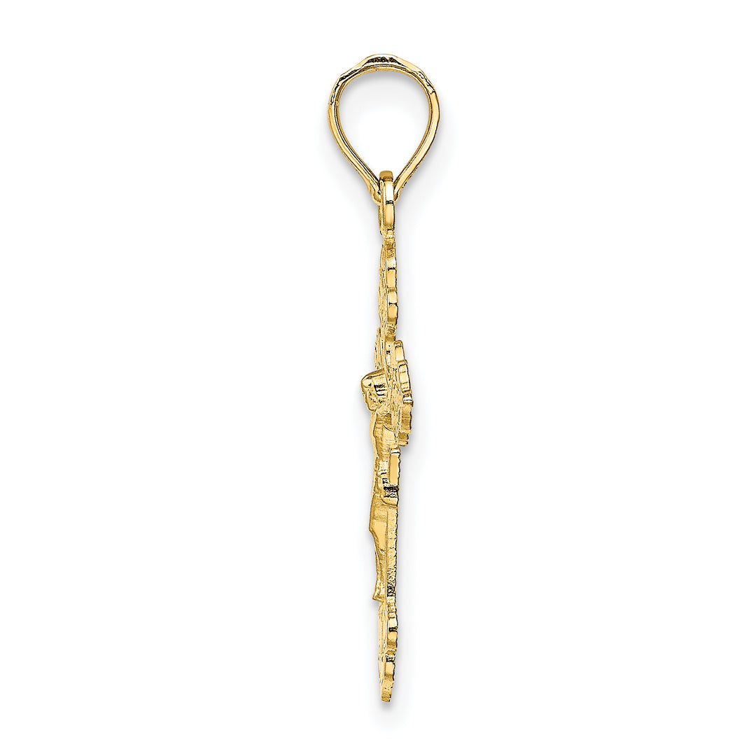 14K Crucifix W/ Fancy Tips Charm