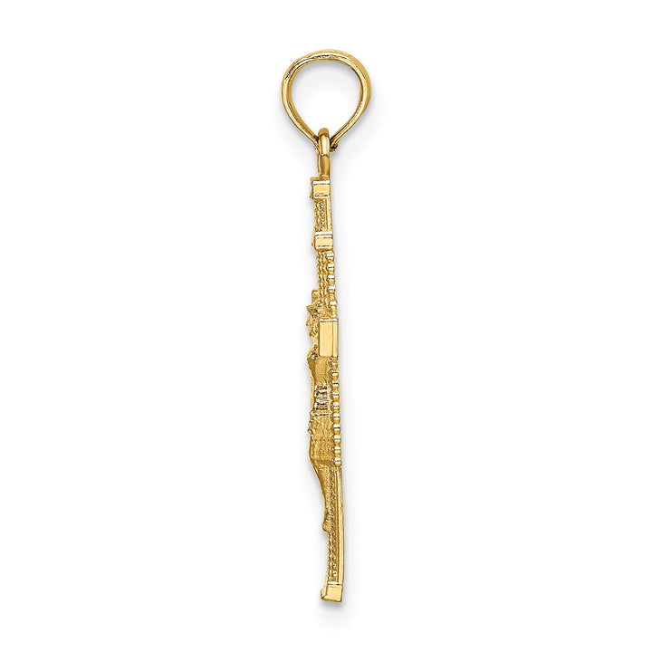 14K Beaded Accent w/ Cross Behind Crucifix Charm