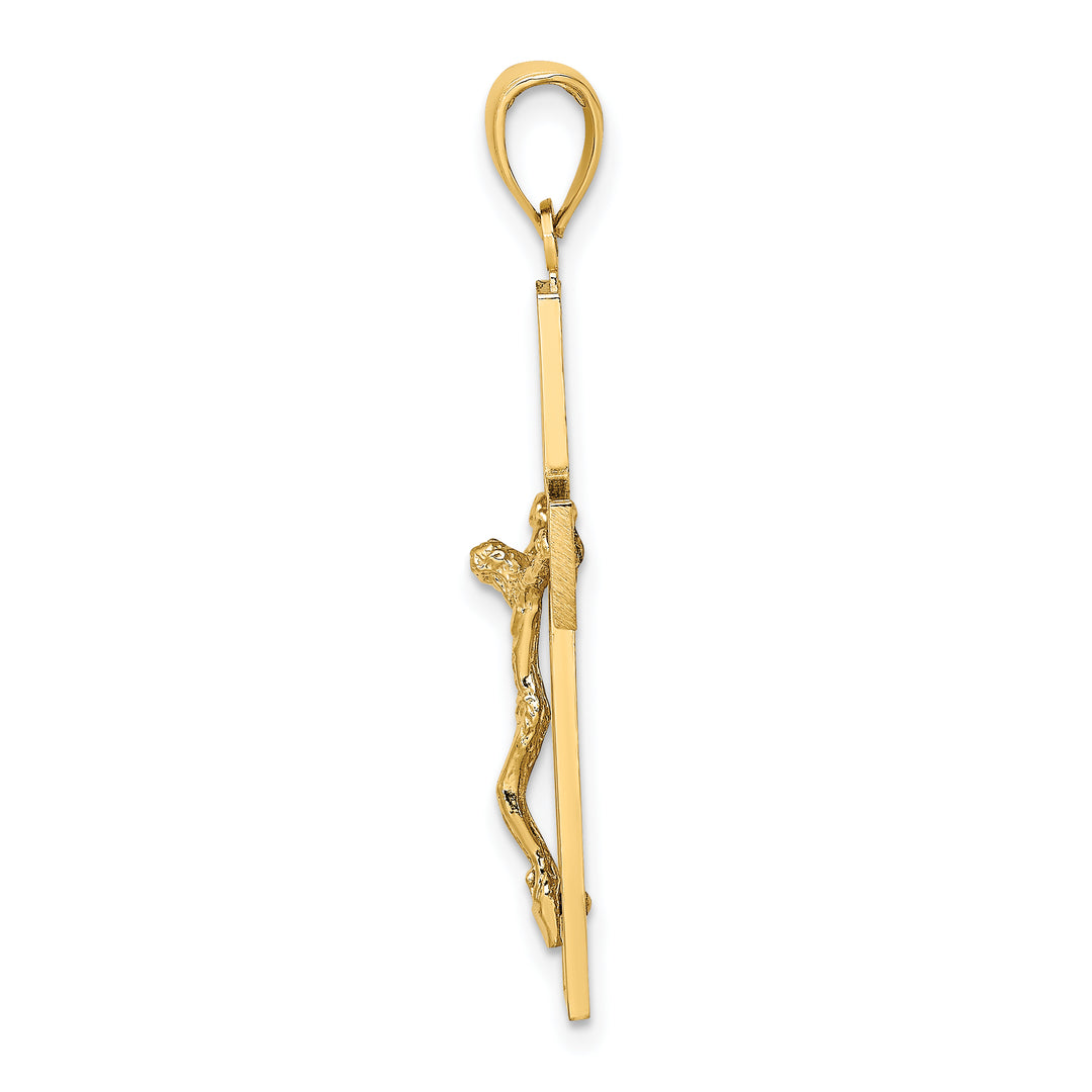 14K Textured Swirl Design Crucifix Charm