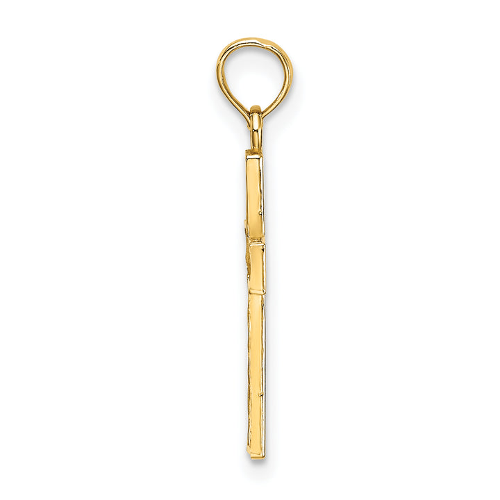 14K D/C Edge and Filigree Center Cross Charm